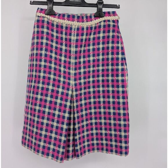 Gucci Pink and Blue Pleated Pencil Skirt